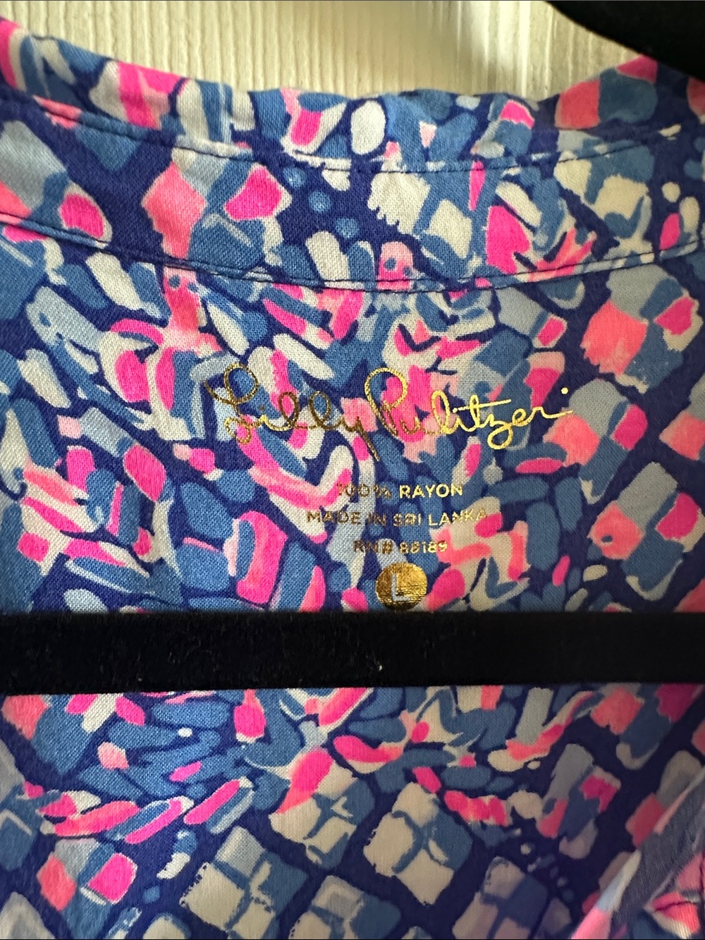Vibrant Blue & Pink Printed Button Tunic/swim coverup - Picture 2 of 4